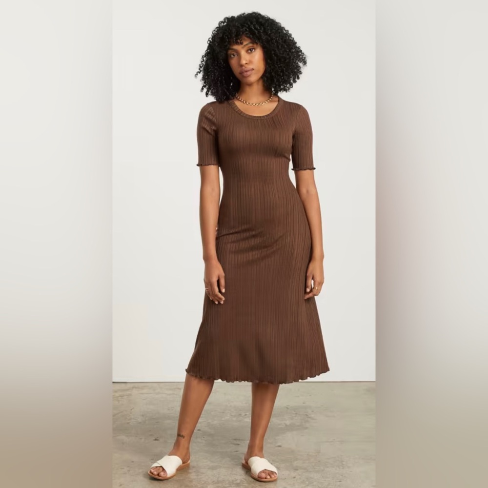 Everlane open back rib dress, size S, espresso